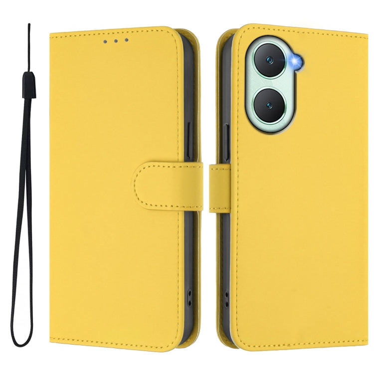 For vivo Y03 4G Global / Y18 4G Skin Feel Solid Color Leather Phone Case with Lanyard