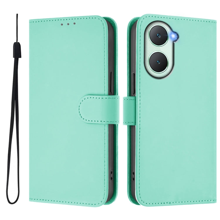 For vivo Y03 4G Global / Y18 4G Skin Feel Solid Color Leather Phone Case with Lanyard