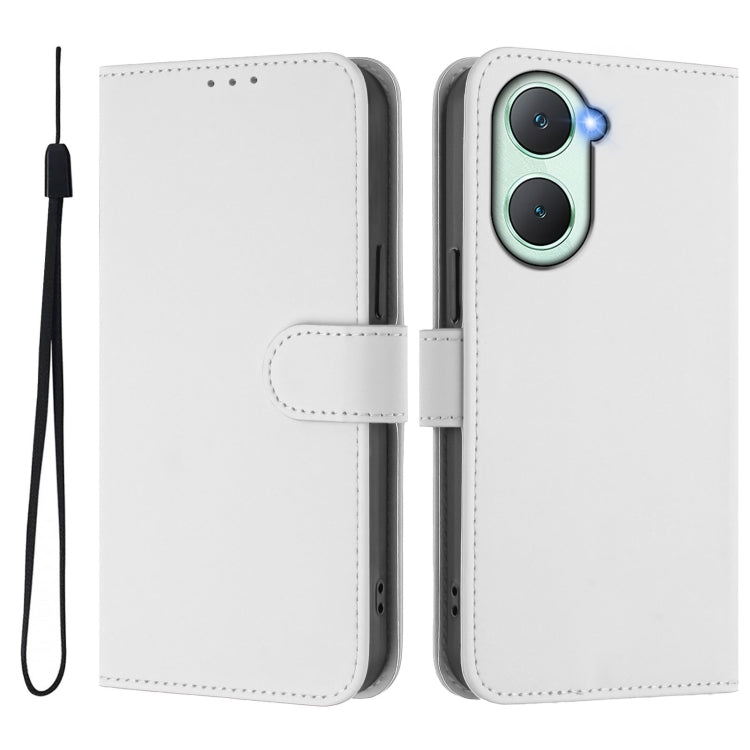 For vivo Y03 4G Global / Y18 4G Skin Feel Solid Color Leather Phone Case with Lanyard