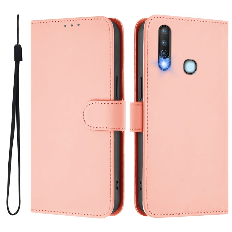 For vivo Y17 / Y15 / Y12 / Y11 Skin Feel Solid Color Leather Phone Case with Lanyard