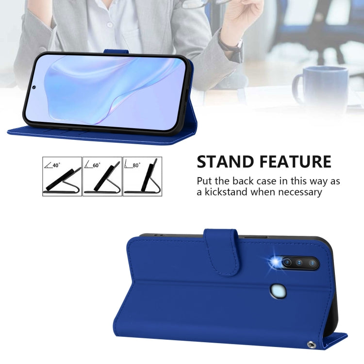 For vivo Y17 / Y15 / Y12 / Y11 Skin Feel Solid Color Leather Phone Case with Lanyard