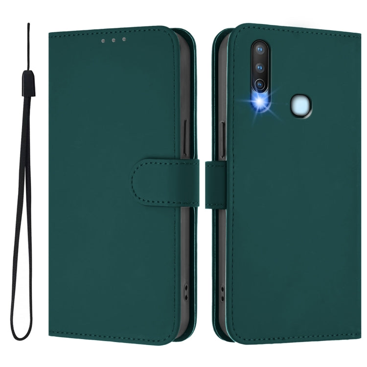 For vivo Y17 / Y15 / Y12 / Y11 Skin Feel Solid Color Leather Phone Case with Lanyard