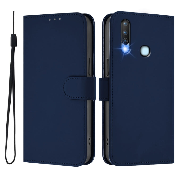 For vivo Y17 / Y15 / Y12 / Y11 Skin Feel Solid Color Leather Phone Case with Lanyard