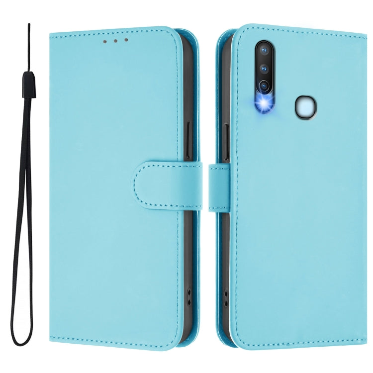 For vivo Y17 / Y15 / Y12 / Y11 Skin Feel Solid Color Leather Phone Case with Lanyard