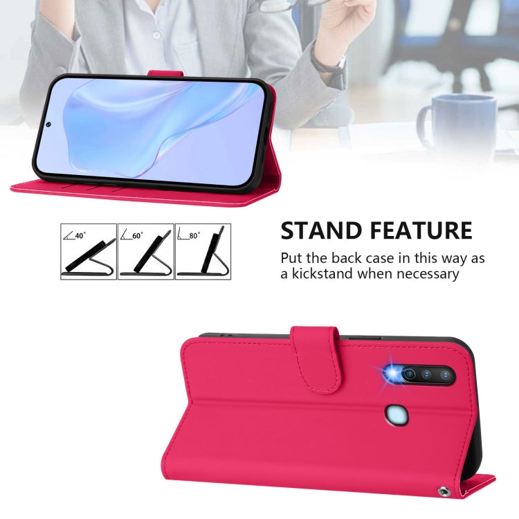 For vivo Y17 / Y15 / Y12 / Y11 Skin Feel Solid Color Leather Phone Case with Lanyard