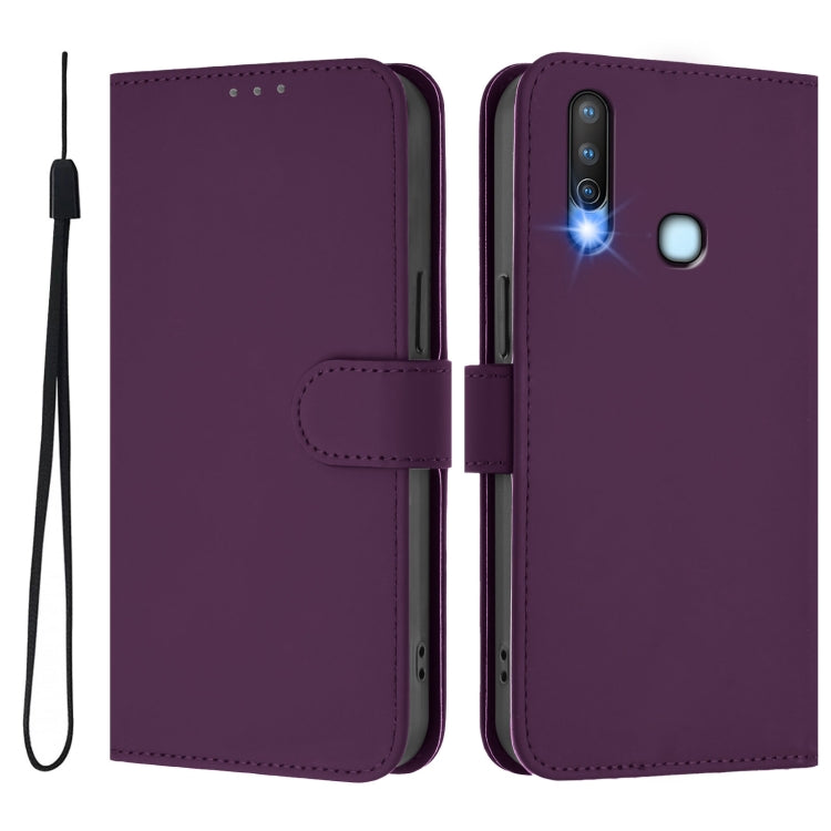 For vivo Y17 / Y15 / Y12 / Y11 Skin Feel Solid Color Leather Phone Case with Lanyard