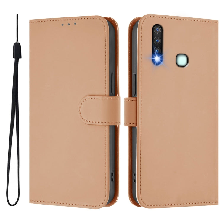 For vivo Y19 / U3 / Y5S / Z5i / U20 Skin Feel Solid Color Leather Phone Case with Lanyard