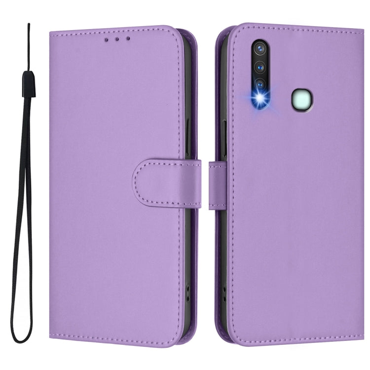 For vivo Y19 / U3 / Y5S / Z5i / U20 Skin Feel Solid Color Leather Phone Case with Lanyard