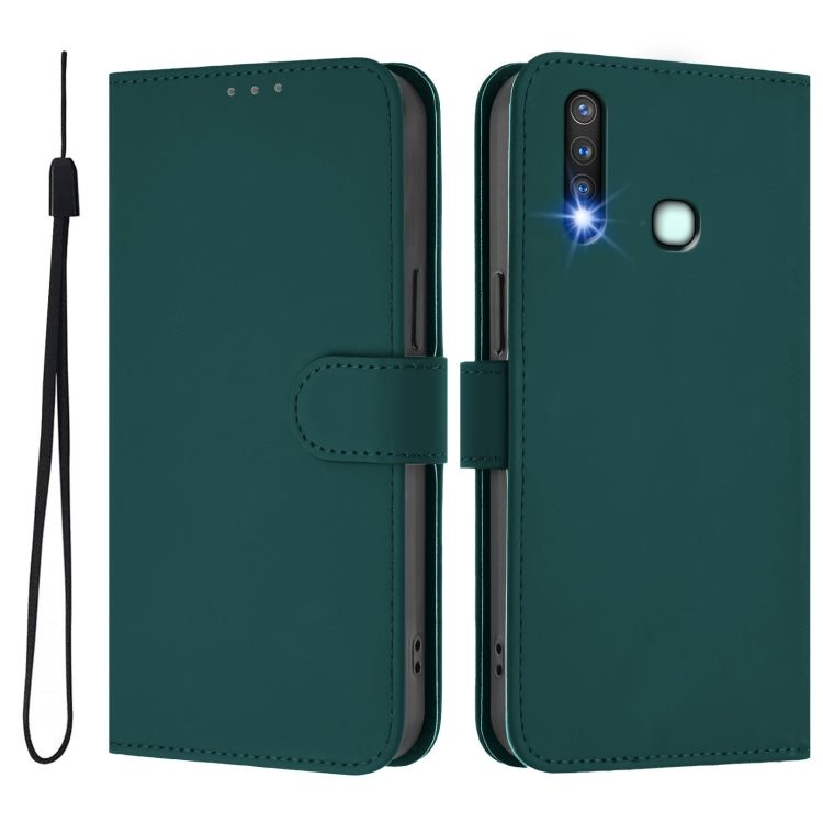For vivo Y19 / U3 / Y5S / Z5i / U20 Skin Feel Solid Color Leather Phone Case with Lanyard