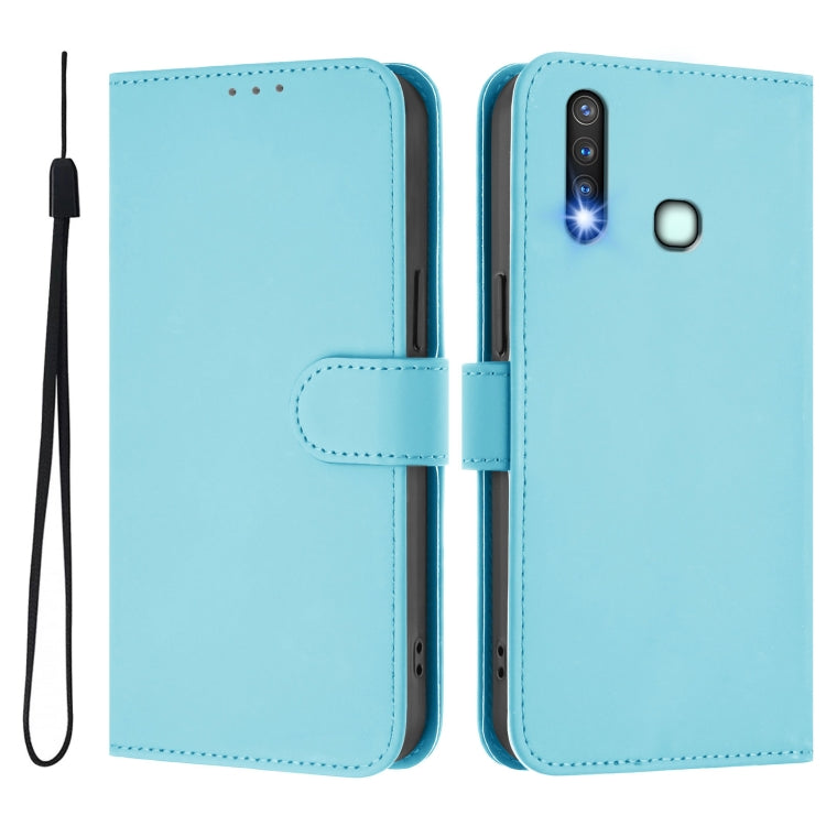 For vivo Y19 / U3 / Y5S / Z5i / U20 Skin Feel Solid Color Leather Phone Case with Lanyard