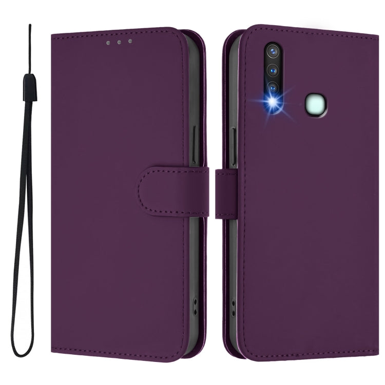 For vivo Y19 / U3 / Y5S / Z5i / U20 Skin Feel Solid Color Leather Phone Case with Lanyard