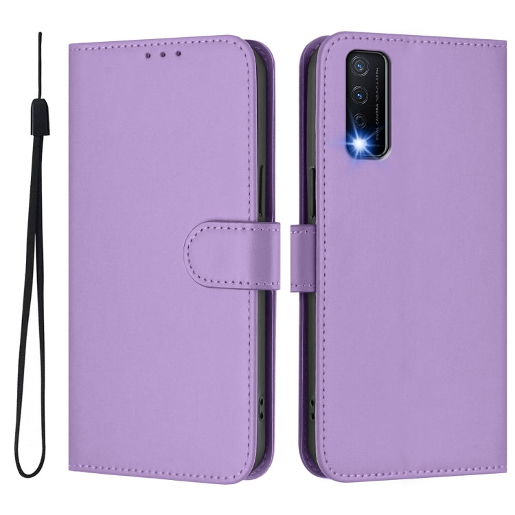 For vivo Y20 / Y20i / Y20S / Y11S Skin Feel Solid Color Leather Phone Case with Lanyard