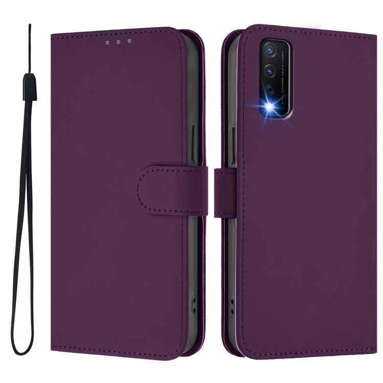 For vivo Y20 / Y20i / Y20S / Y11S Skin Feel Solid Color Leather Phone Case with Lanyard