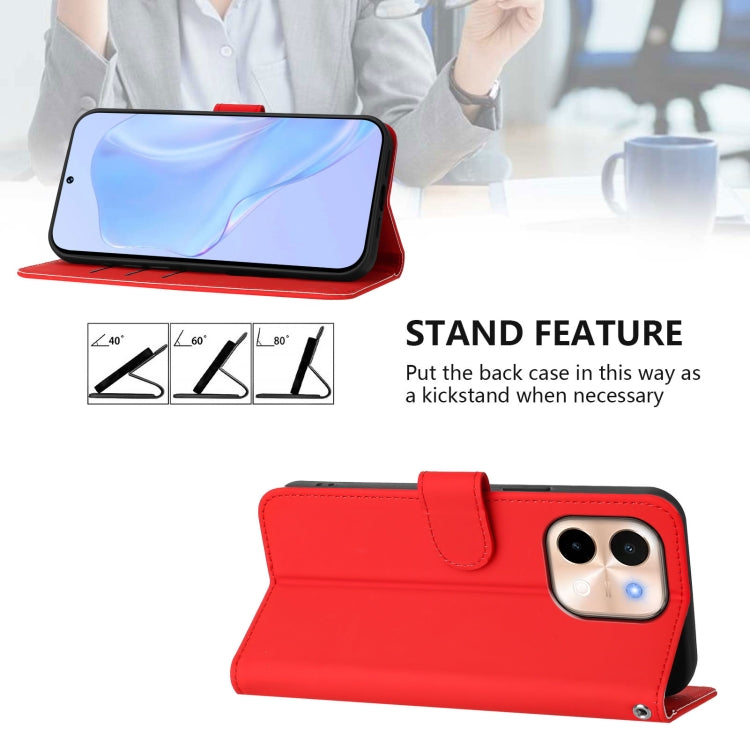 For vivo Y28 4G Skin Feel Solid Color Leather Phone Case with Lanyard