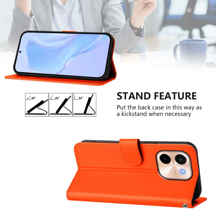 For vivo Y28 4G Skin Feel Solid Color Leather Phone Case with Lanyard