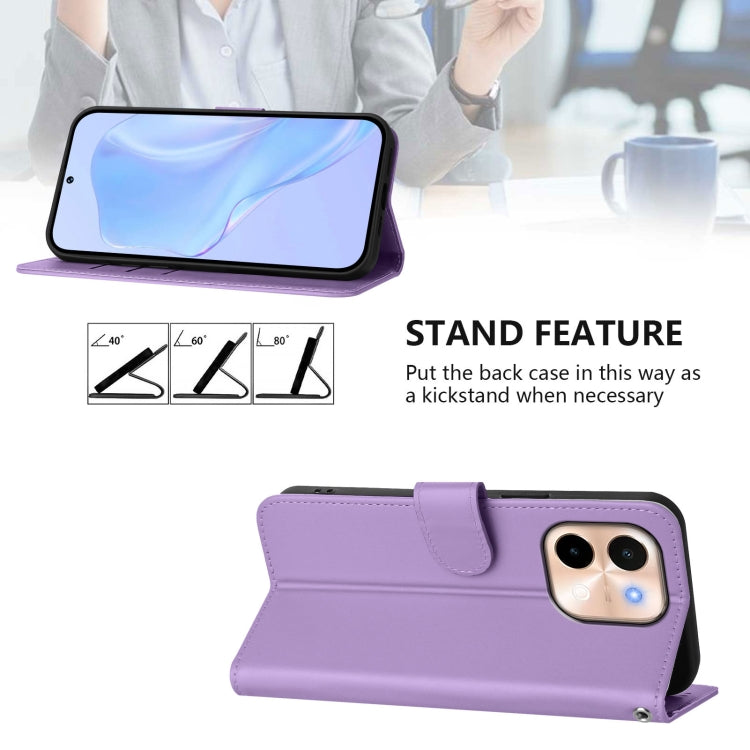 For vivo Y28 4G Skin Feel Solid Color Leather Phone Case with Lanyard