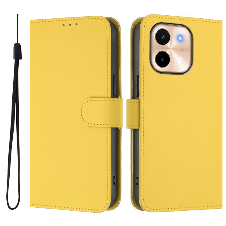 For vivo Y28 4G Skin Feel Solid Color Leather Phone Case with Lanyard