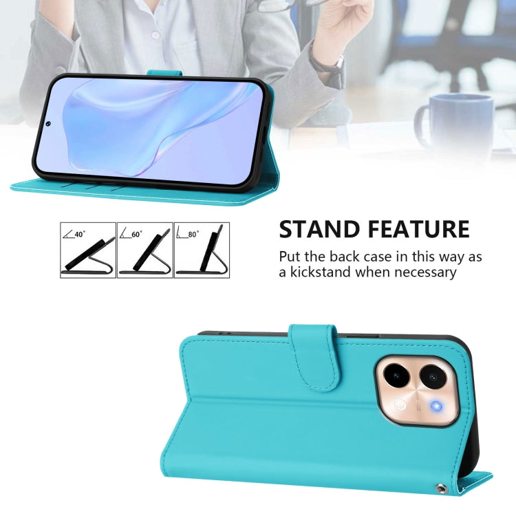 For vivo Y28 4G Skin Feel Solid Color Leather Phone Case with Lanyard
