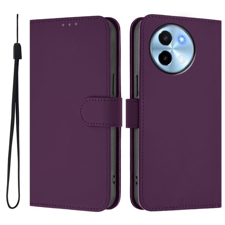 For vivo Y38 5G / Y200i Global Skin Feel Solid Color Leather Phone Case with Lanyard