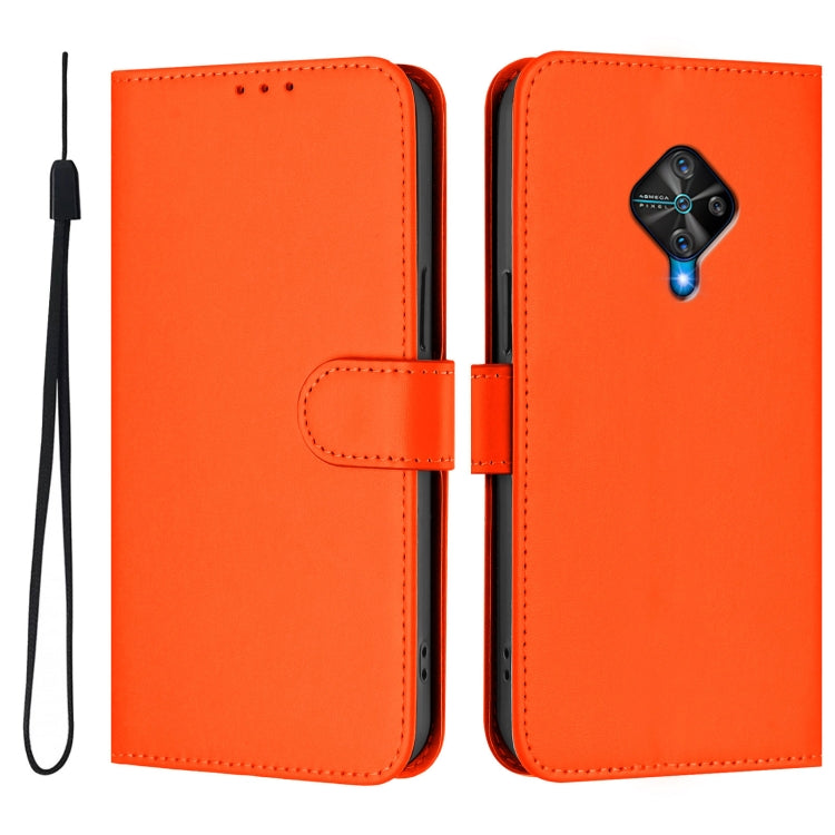 For vivo Y53S 4G / Y51A 2021 Skin Feel Solid Color Leather Phone Case with Lanyard