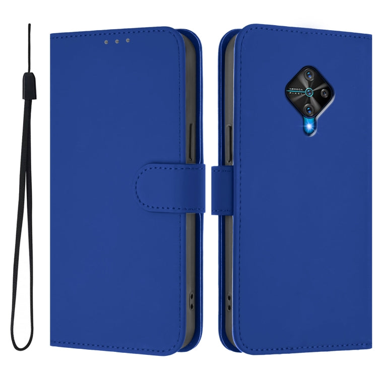 For vivo Y53S 4G / Y51A 2021 Skin Feel Solid Color Leather Phone Case with Lanyard