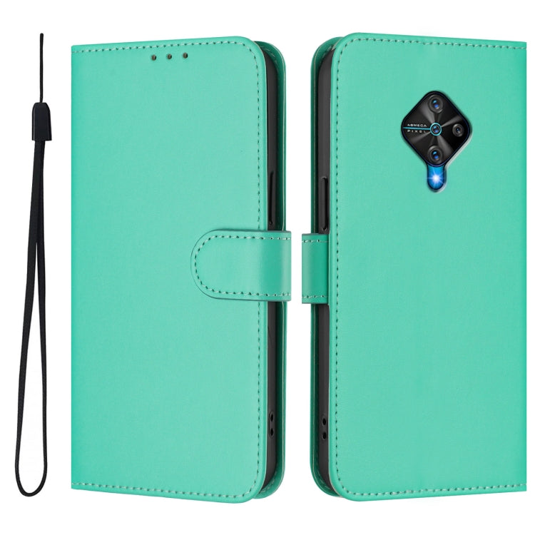 For vivo Y53S 4G / Y51A 2021 Skin Feel Solid Color Leather Phone Case with Lanyard