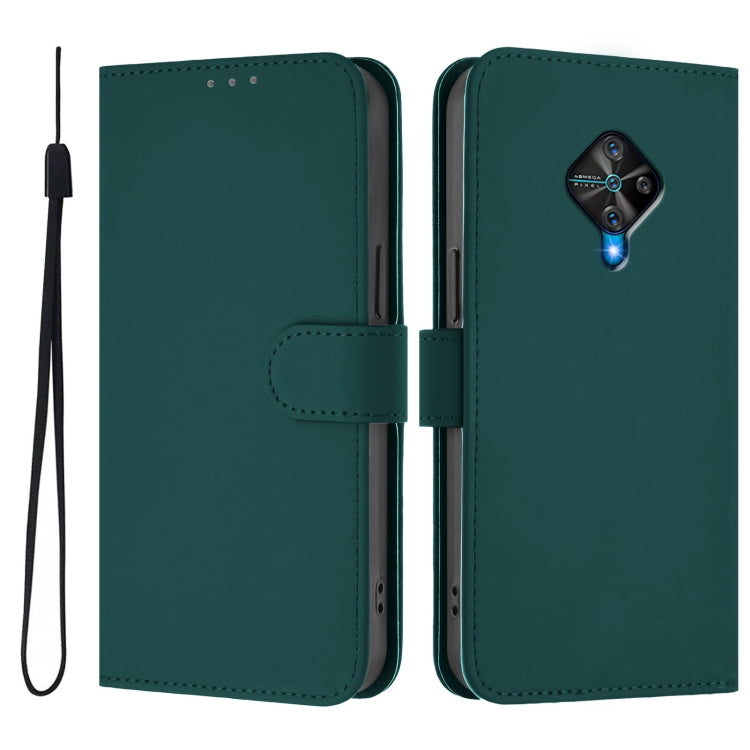 For vivo Y53S 4G / Y51A 2021 Skin Feel Solid Color Leather Phone Case with Lanyard
