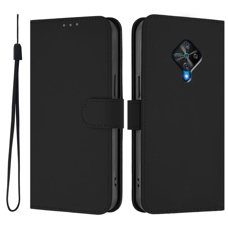 For vivo Y53S 4G / Y51A 2021 Skin Feel Solid Color Leather Phone Case with Lanyard