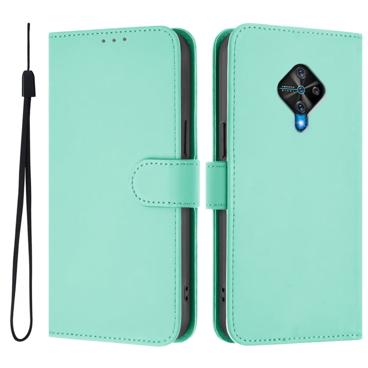 For vivo Y53S 4G / Y51A 2021 Skin Feel Solid Color Leather Phone Case with Lanyard