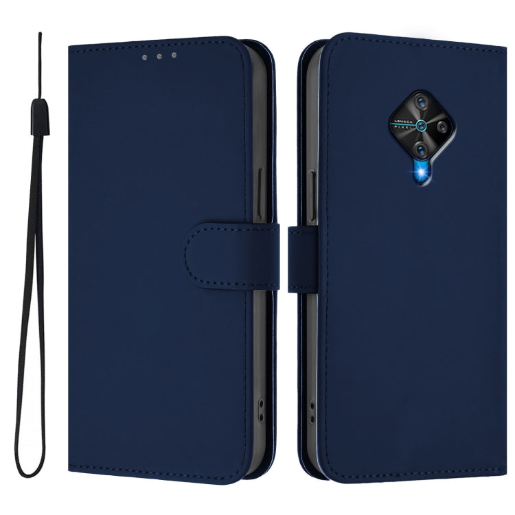 For vivo Y53S 4G / Y51A 2021 Skin Feel Solid Color Leather Phone Case with Lanyard