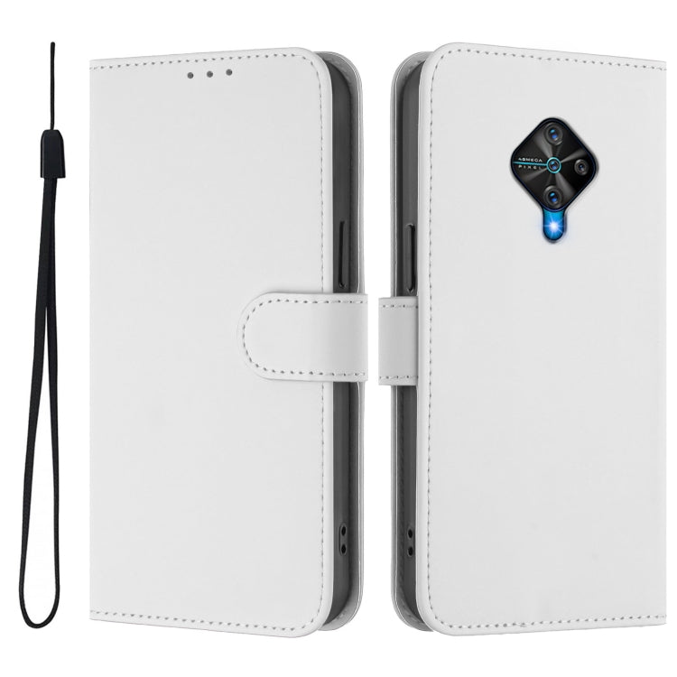 For vivo Y53S 4G / Y51A 2021 Skin Feel Solid Color Leather Phone Case with Lanyard