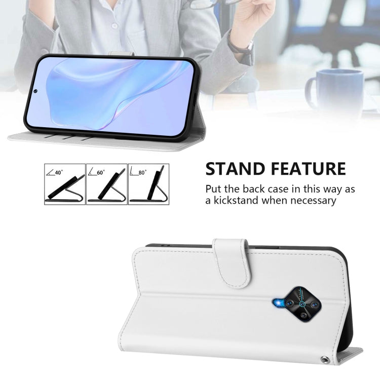 For vivo Y53S 4G / Y51A 2021 Skin Feel Solid Color Leather Phone Case with Lanyard
