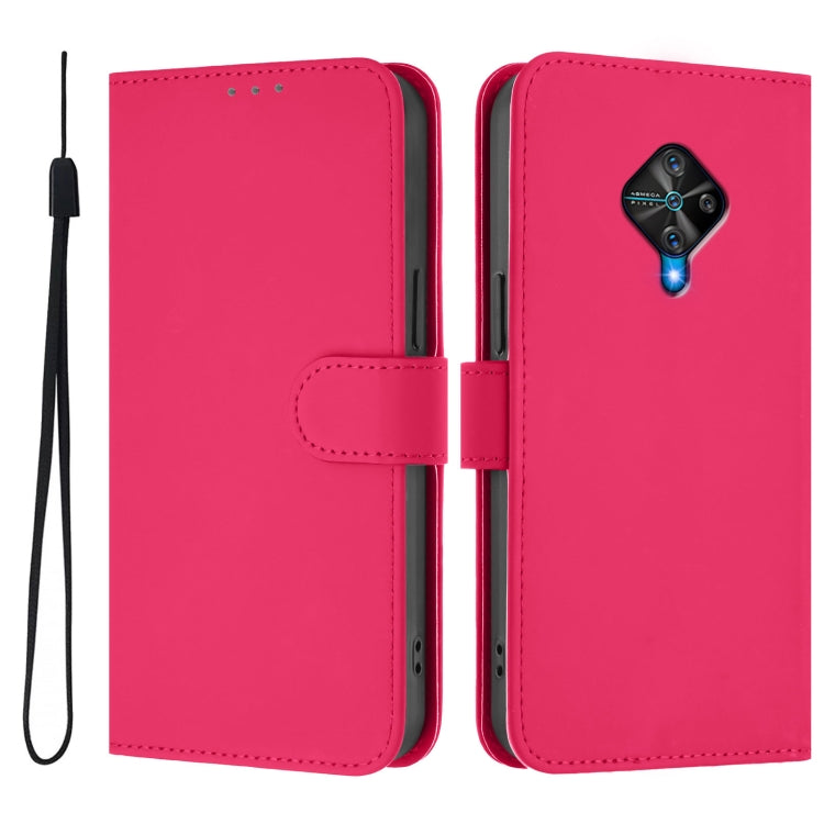 For vivo Y53S 4G / Y51A 2021 Skin Feel Solid Color Leather Phone Case with Lanyard