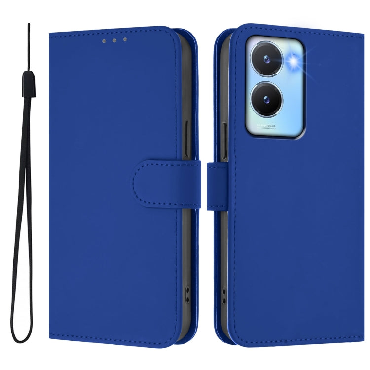 For vivo Y56 5G Global / Y16 4G Global Skin Feel Solid Color Leather Phone Case with Lanyard