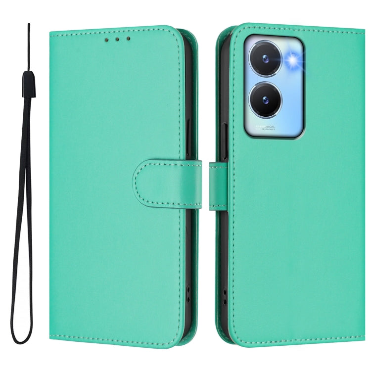 For vivo Y56 5G Global / Y16 4G Global Skin Feel Solid Color Leather Phone Case with Lanyard