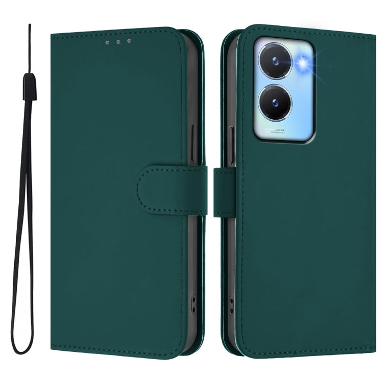 For vivo Y56 5G Global / Y16 4G Global Skin Feel Solid Color Leather Phone Case with Lanyard