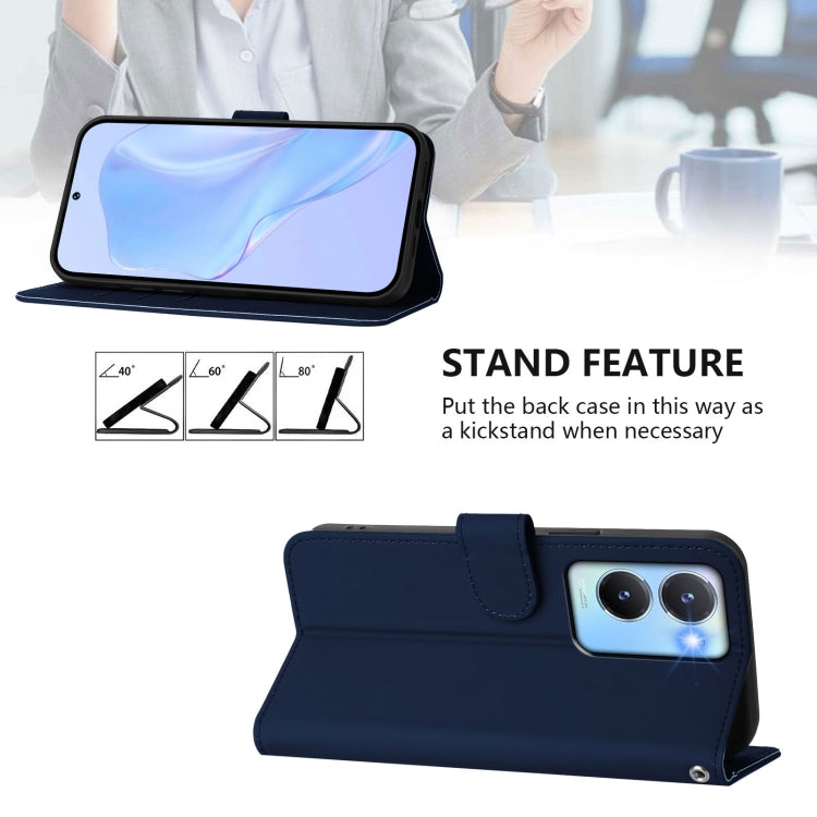 For vivo Y56 5G Global / Y16 4G Global Skin Feel Solid Color Leather Phone Case with Lanyard