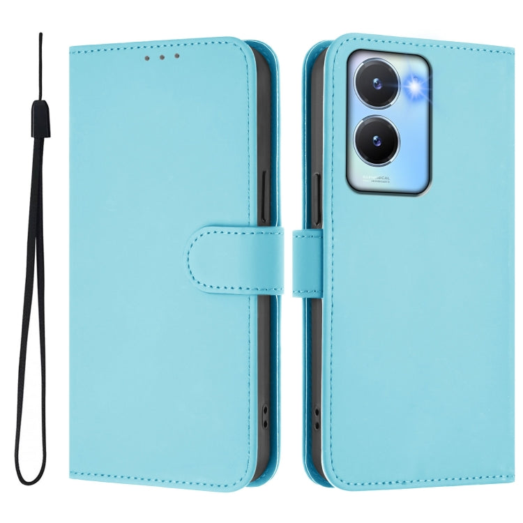 For vivo Y56 5G Global / Y16 4G Global Skin Feel Solid Color Leather Phone Case with Lanyard