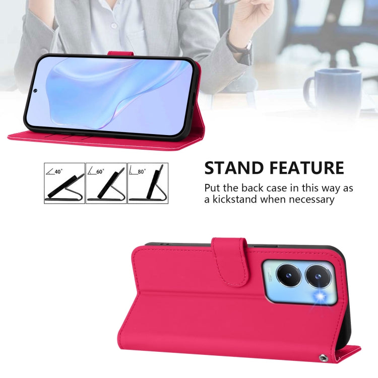 For vivo Y56 5G Global / Y16 4G Global Skin Feel Solid Color Leather Phone Case with Lanyard