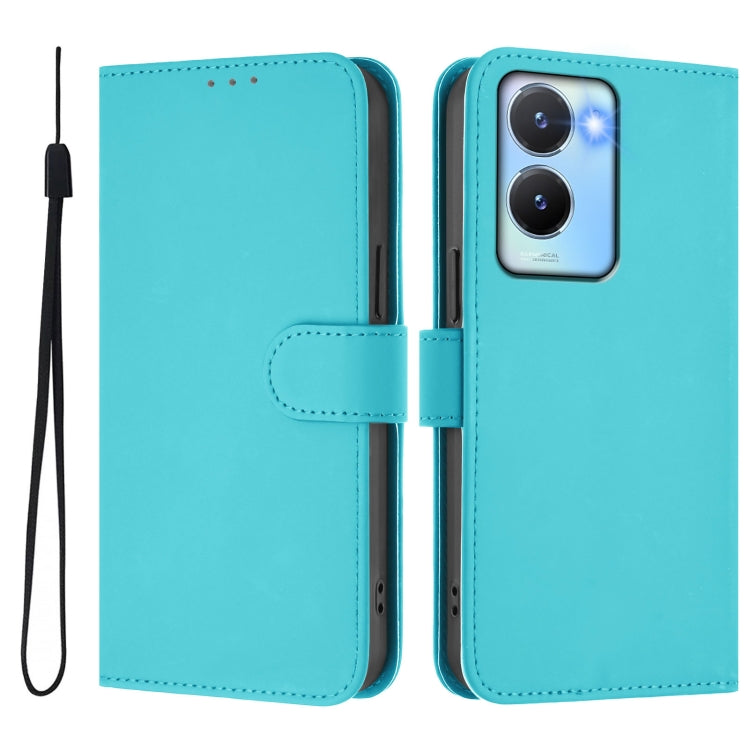 For vivo Y56 5G Global / Y16 4G Global Skin Feel Solid Color Leather Phone Case with Lanyard