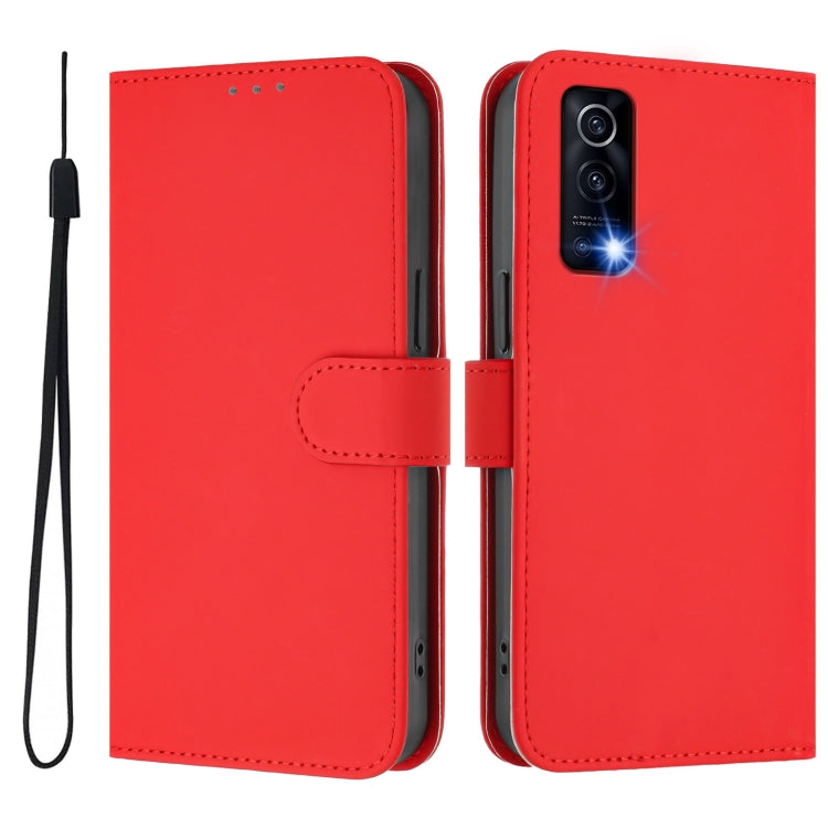 For vivo Y72 5G / iQOO Z3 / Y52 5G Skin Feel Solid Color Leather Phone Case with Lanyard