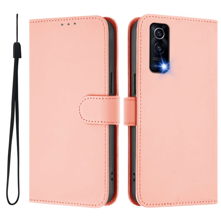 For vivo Y72 5G / iQOO Z3 / Y52 5G Skin Feel Solid Color Leather Phone Case with Lanyard