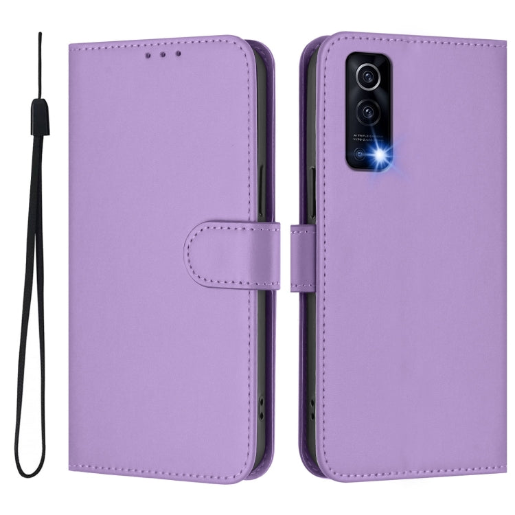 For vivo Y72 5G / iQOO Z3 / Y52 5G Skin Feel Solid Color Leather Phone Case with Lanyard