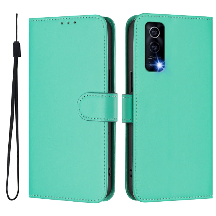 For vivo Y72 5G / iQOO Z3 / Y52 5G Skin Feel Solid Color Leather Phone Case with Lanyard