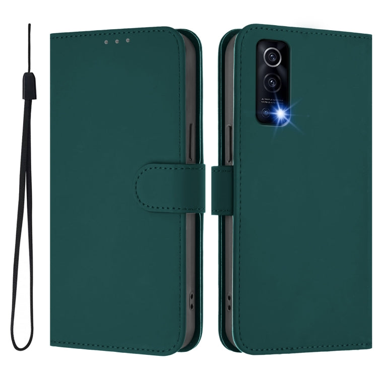 For vivo Y72 5G / iQOO Z3 / Y52 5G Skin Feel Solid Color Leather Phone Case with Lanyard