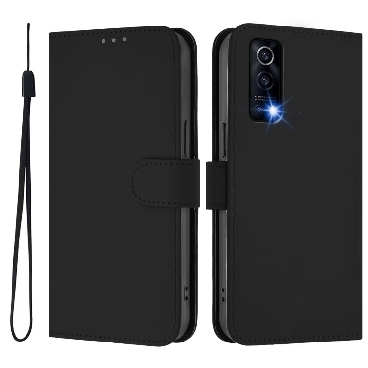 For vivo Y72 5G / iQOO Z3 / Y52 5G Skin Feel Solid Color Leather Phone Case with Lanyard