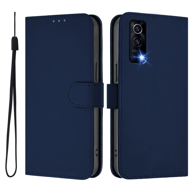 For vivo Y72 5G / iQOO Z3 / Y52 5G Skin Feel Solid Color Leather Phone Case with Lanyard