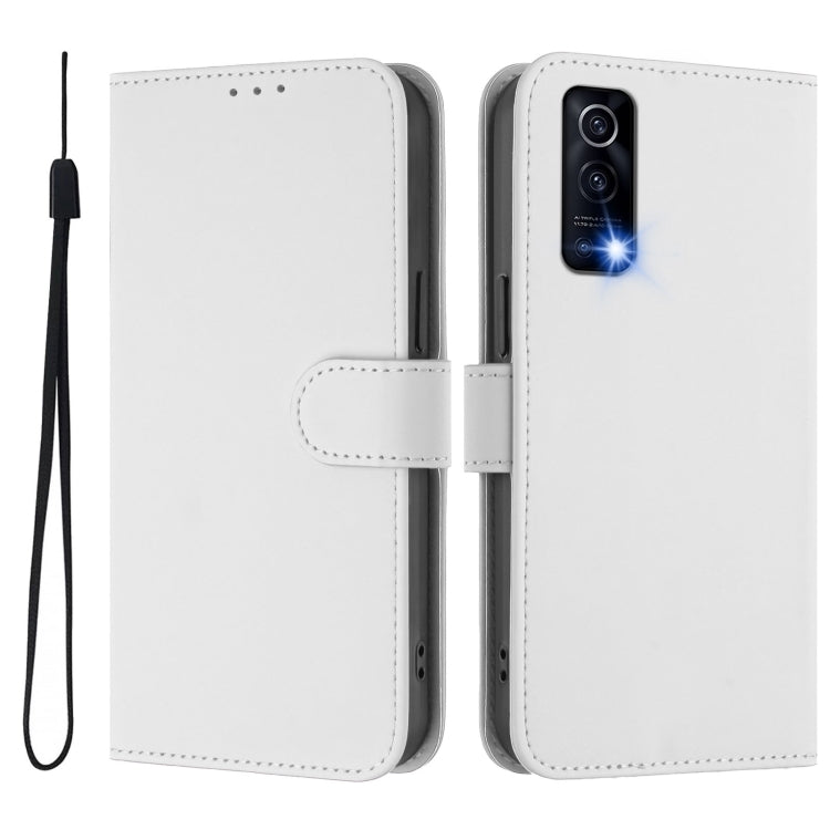 For vivo Y72 5G / iQOO Z3 / Y52 5G Skin Feel Solid Color Leather Phone Case with Lanyard