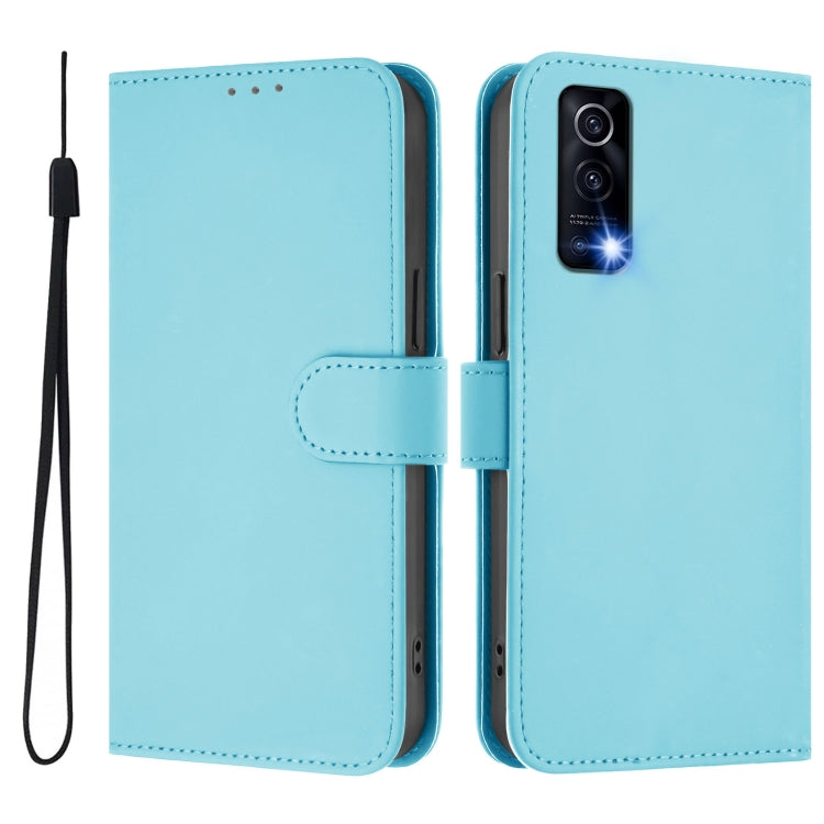 For vivo Y72 5G / iQOO Z3 / Y52 5G Skin Feel Solid Color Leather Phone Case with Lanyard