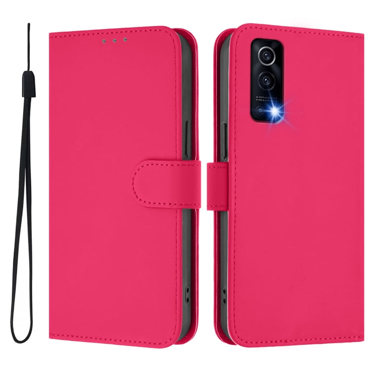 For vivo Y72 5G / iQOO Z3 / Y52 5G Skin Feel Solid Color Leather Phone Case with Lanyard